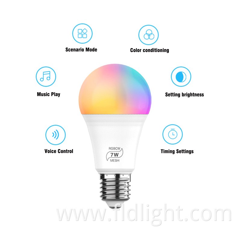 tuya voice control color changing led bulb